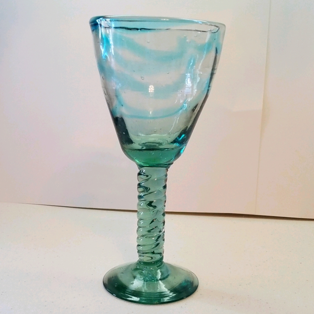 Set of 6 Hand-blown Seaglass Wine Glasses